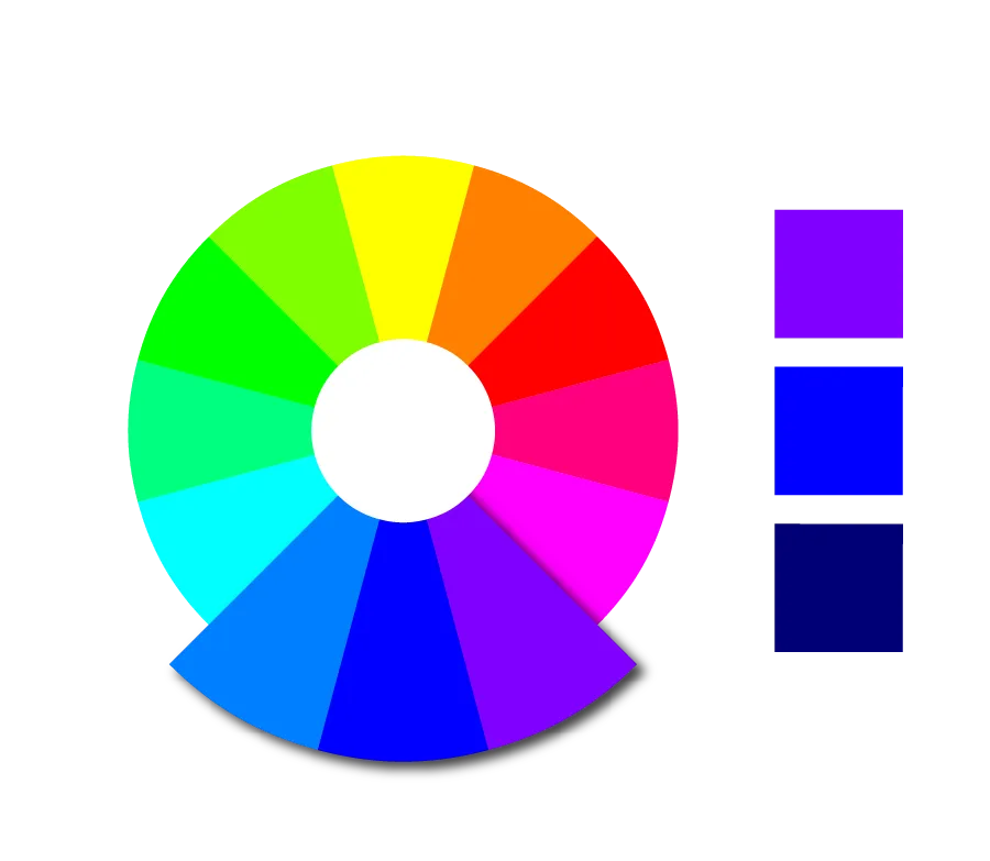 Eine Farbpalette aus drei analogen Farben im Farbkreis
