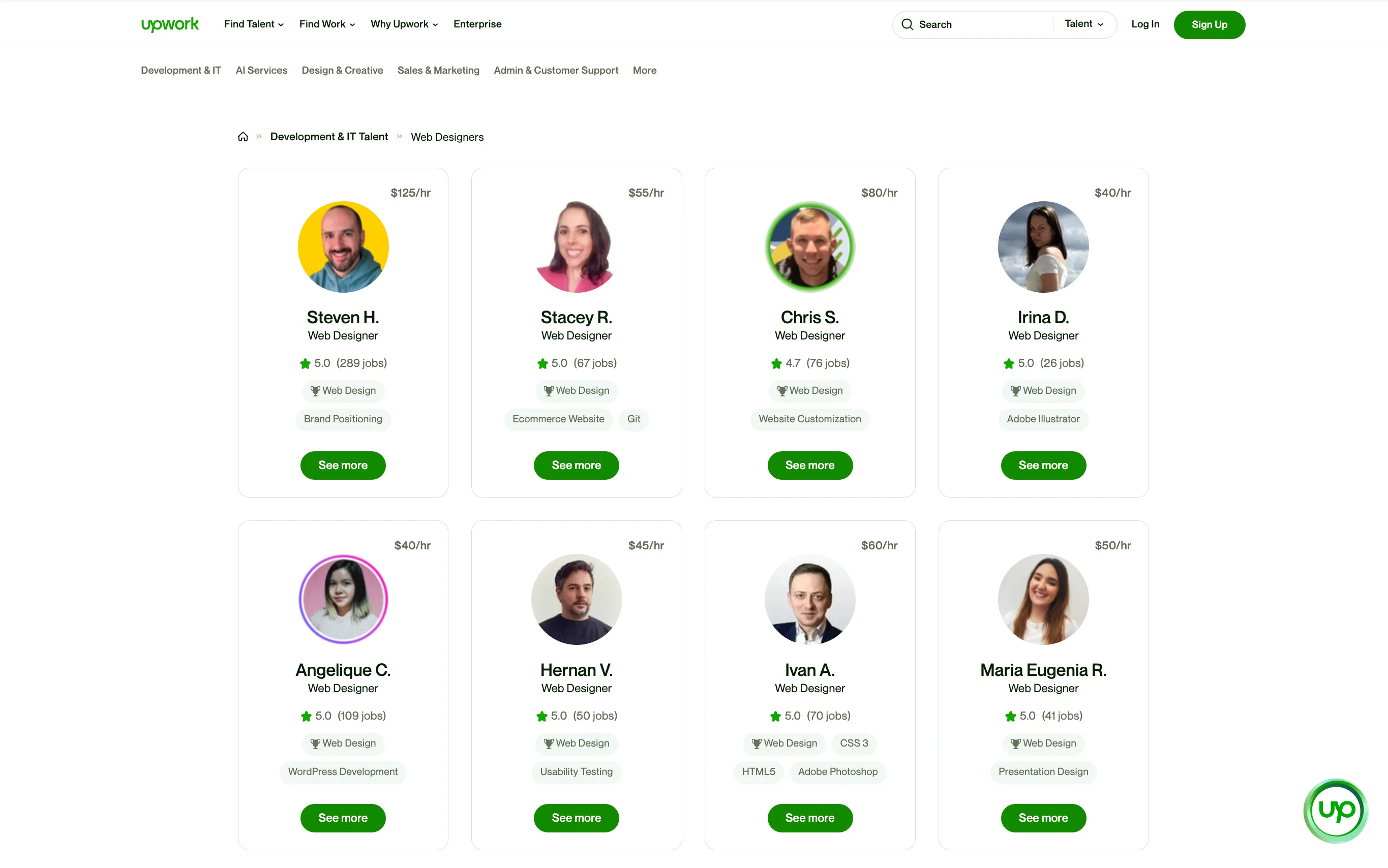 Upwork für die Suche nach Webdesign-Freelancern
