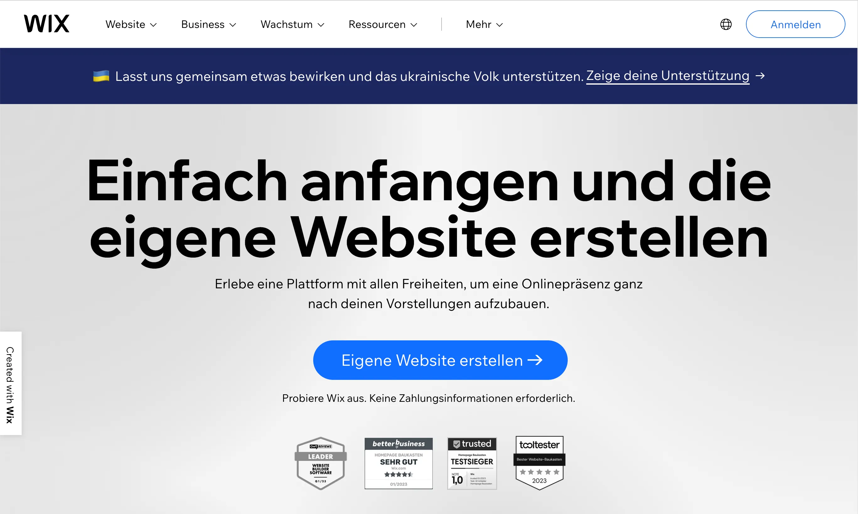 Wix zum Erstellen der eigenen Website