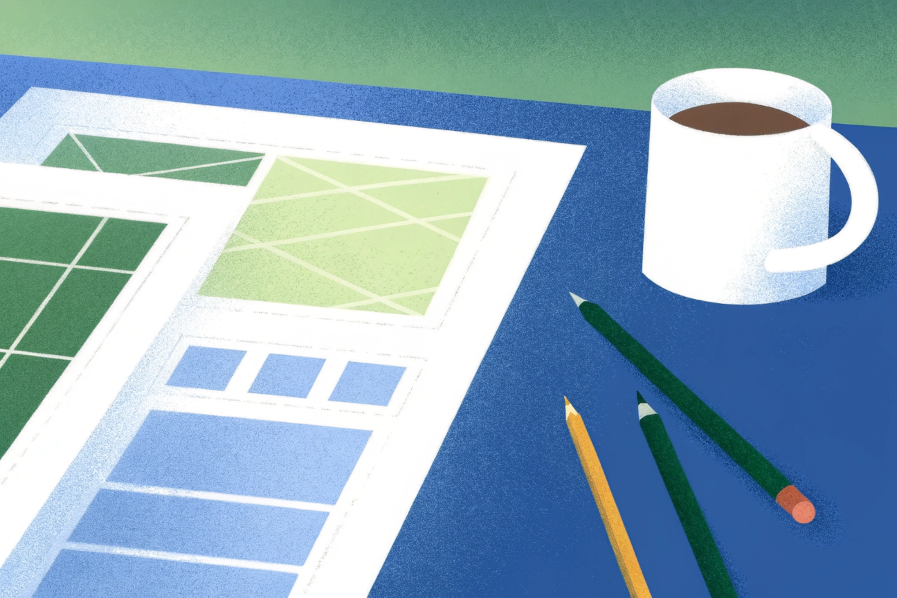 Handgezeichnete Skizze eines Website Wireframes