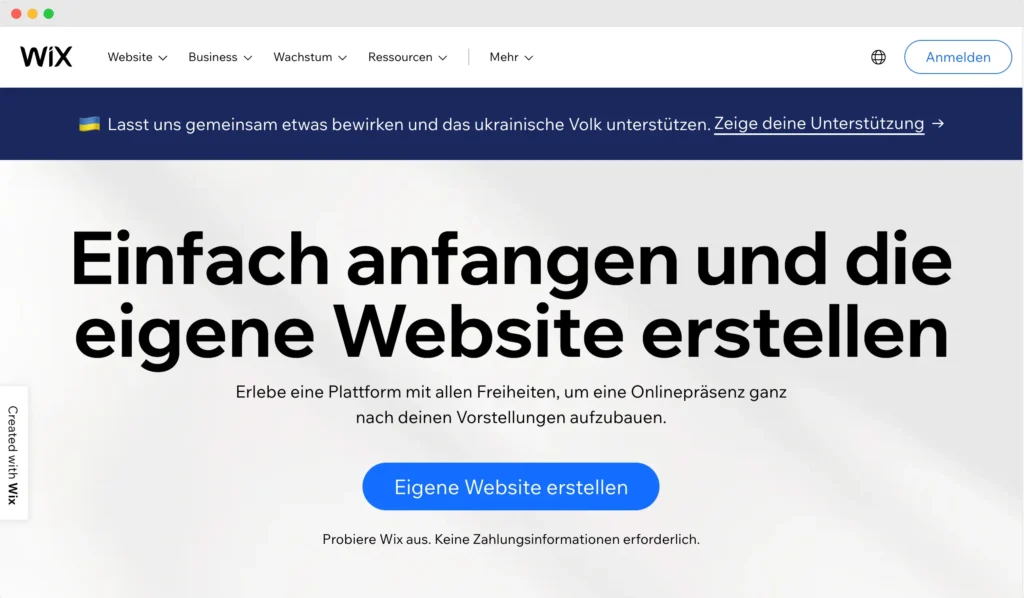 Wix Startseite eigene Webiste erstellen